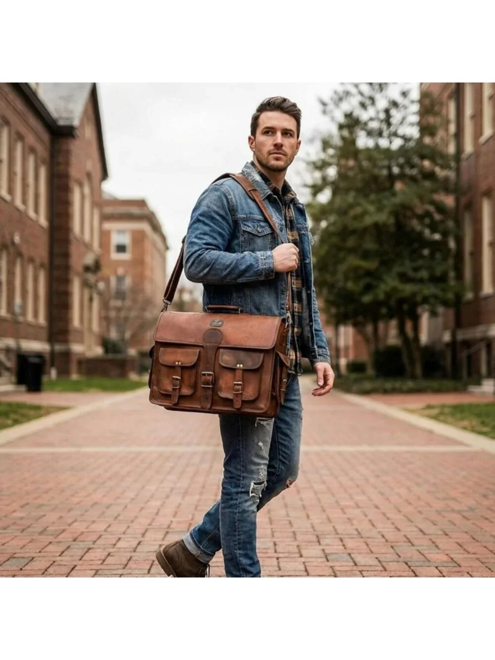 Handmade Leather Messenger Bag for Men | 18